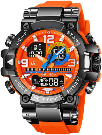 Findtime Cool Designer Mens Watches Big Face Digital Sports Watch for Men with LED Backlight/Alarm/Date/Dual Time Zone/Stopwatch